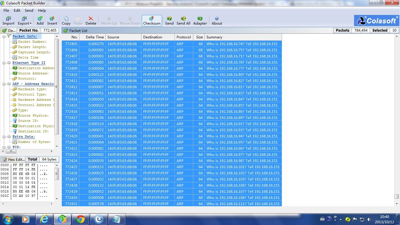 科来检测到局域网内抓来的ARP广播包