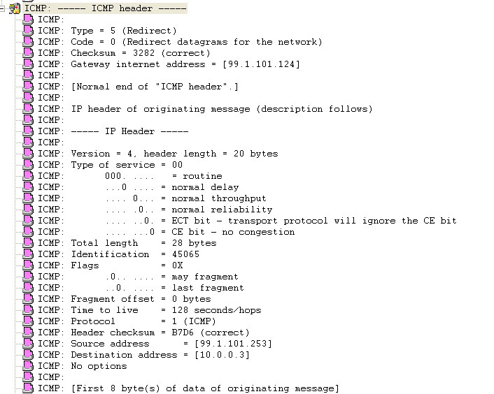 Sniffer解析的ICMP重定向报文ICMP报头