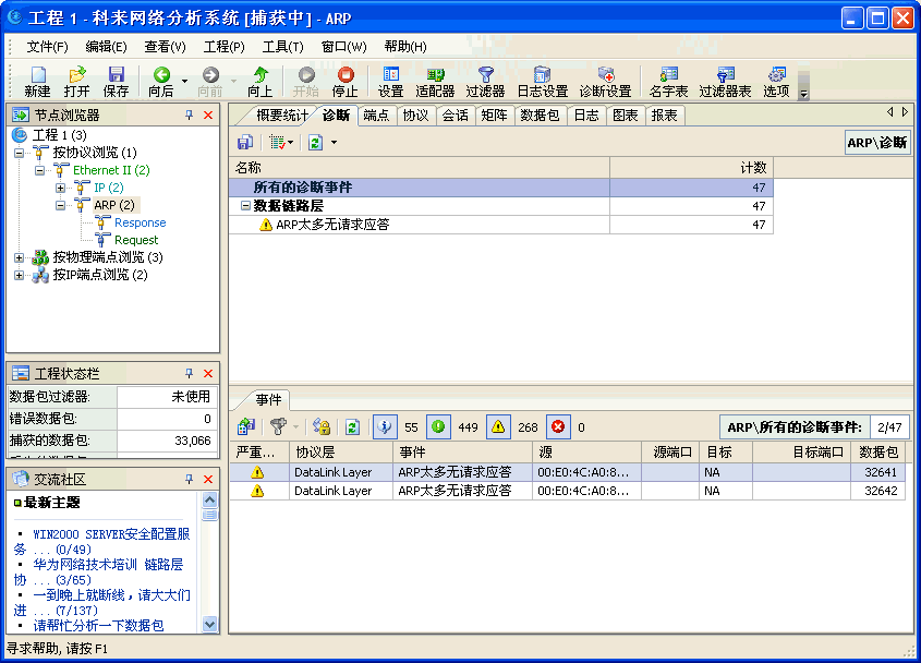 首先发现的是ARP无请求应答