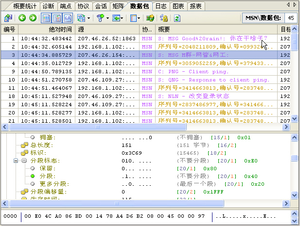 中文数据包解码